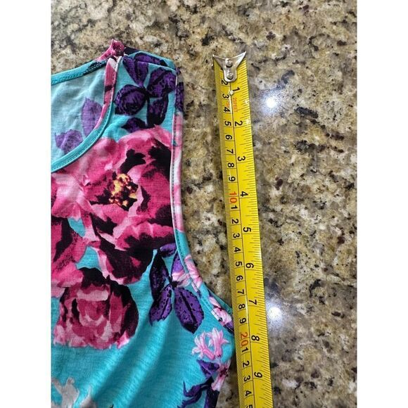 VINTAGE 90’s USA Made Floral Sleeveless Maxi Dress Medium BOHO Fairy Tropical - Picture 15 of 16